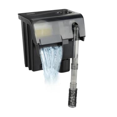 Imagem de hygger Filtro de aquário pendurado na parte de trás 132 GPH para filtro de tanque de peixes silencioso de 10 a 30 galões, filtragem de vários estágios, filtro de fogão de cachoeira ajustável com 4