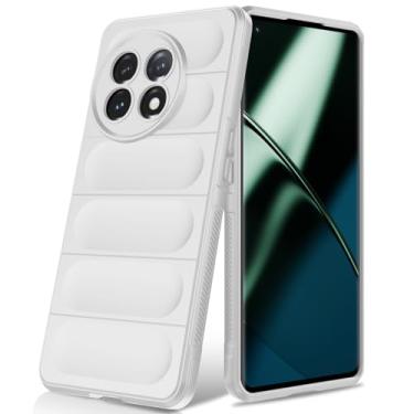 Imagem de BonYonka Capa de silicone para OnePlus 11, forro de microfibra antiarranhões, capa à prova de choque com proteção para câmera, branca