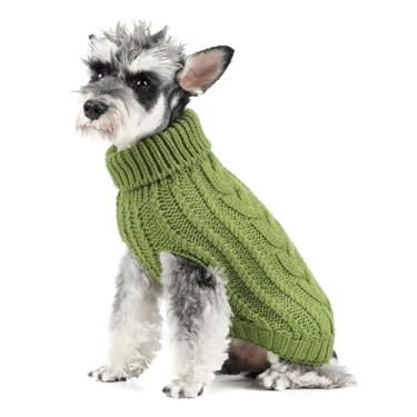 Imagem de FOFOS Suéter de cachorro para cães pequenos quente de inverno suéter macio pulôver roupas de cachorro para clima frio (verde, PP)