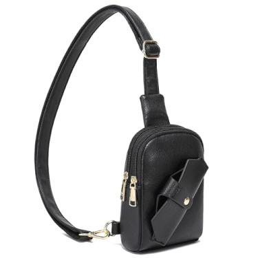 Imagem de INICAT Bolsa tiracolo pequena de viagem de couro sintético, bolsa transversal feminina, bolsa transversal para mulheres, Preto fosco, Small