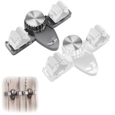 Imagem de hinbkenla Suporte de parede para vassoura, sem perfuração, suporte de vassoura e suporte de parede autoadesivo, garra de vassoura para banheiro, cozinha, escritório, despensa, lavanderia, garagem