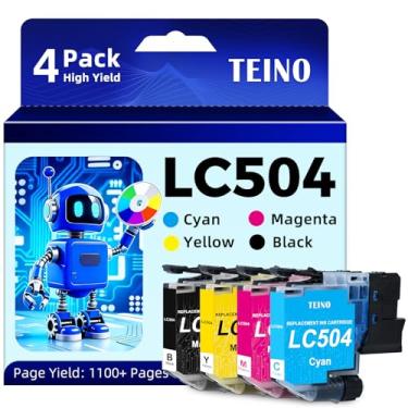 Imagem de TEINO Cartuchos de tinta LC504 compatíveis com impressora Brother LC504, funciona com impressora Brother MFC-J1355DW MFC-J1365DW MFC-J1367DW, tinta LC504 (preto, ciano, magenta, amarelo, pacote com 4)