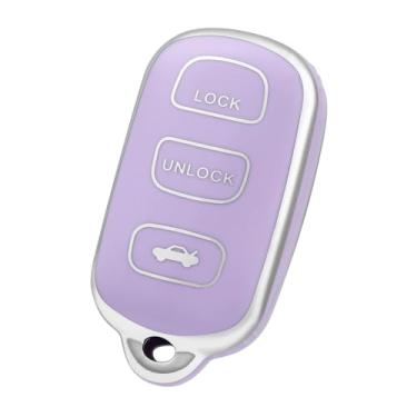 Imagem de OFF WE GO Capa para chaveiro Toyota, capa de proteção TPU macia compatível com Toyota Avalon Camry Solara Matrix Vibe Smart Remote Acessórios para porta-chaves de carro (prata roxo)