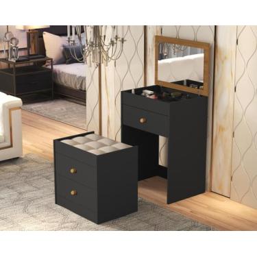 Imagem de Penteadeira Cômoda Olivia 3 Gavetas 100% Mdf C/espelho Banqueta - Baso