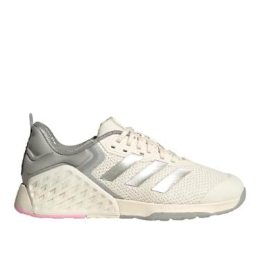 Imagem de adidas Tênis de treinamento feminino Dropset 3, Branco/prata fosco/rosa verdadeiro, 10.5 Wide