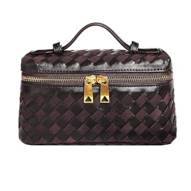 Imagem de Mini bolsa transversal de tecido, bolsa quadrada com alça superior, bolsa de ombro, bolsas fofas da moda, Choclate de camurça