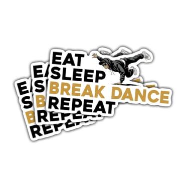 Imagem de 3 peças Eat Sleep Breakdance Repeat adesivo, decalque engraçado de vinil com citação hip hop para dançarinos de break, adolescentes, adultos, laptop, garrafa de água, carro, skate, caderno, scrapbook
