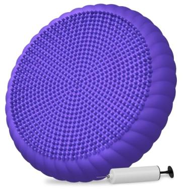 Imagem de Almofada de balanço com bomba de enchimento - Assento de balanço de disco oscilante para crianças sensoriais, almofadas de equilíbrio (roxo)