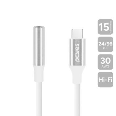 Imagem de Cabo USB-C para P3 Fêmea - Branco - 15CM - P3UCP-15B