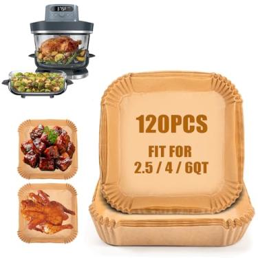 Imagem de Forros de fritadeira Air Fryer para Ninja Crispi Pro, 120 peças descartáveis, acessórios para fritadeira a ar de vidro Ninja Crispi Pro 6 em 1, forro antiaderente para crocante AS101