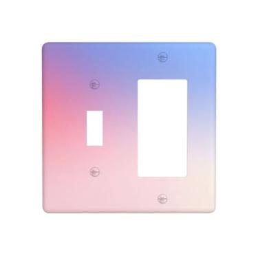 Imagem de WUYOCHA Capas decorativas para tomada rosa, roxo e azul, gradiente, 2 interruptores de luz, interruptor único, 1 balancim para tomadas elétricas, capas de placa de interruptor para quarto, decoração
