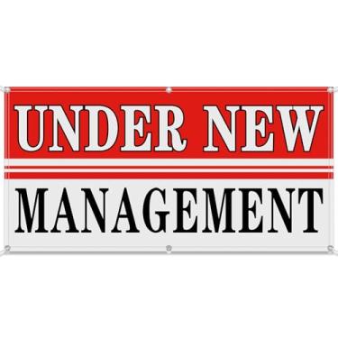 Imagem de Hahafelt Placa Under New Management Banner com 8 ilhoses 6 x 10 m Faixa suspensa de vinil de poliéster à prova de intempéries para uso ao ar livre, interior, negócios, lojas industriais