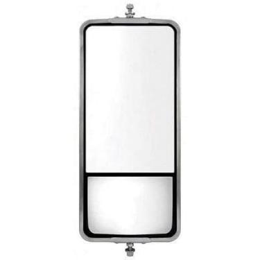 Imagem de United Pacific Espelho aquecido da costa oeste de aço inoxidável 60027 de 17,8 cm x 40,6 cm com espelho inferior convexo - encaixe universal, melhora a visibilidade - conjunto de espelhos