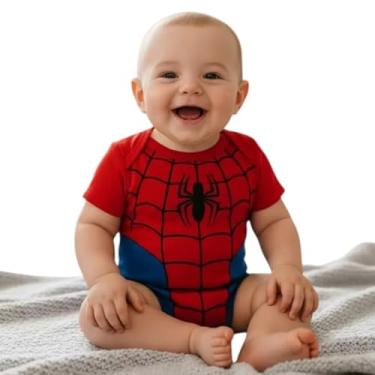 Imagem de Body Bebê Aranha com máscara Fantasia Super-Heróis 3 a 12 Meses (Sem máscara, M)