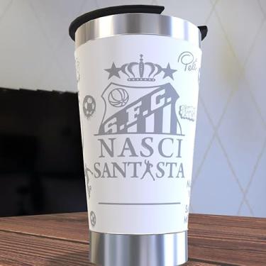 Imagem de COPO TERMICO COM TAMPA BRANCO TIME SANTOS SANTISTA 473ML