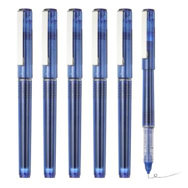 Imagem de PATIKIL Caneta esferográfica de tinta líquida azul, 6 peças de grande capacidade de secagem rápida de 0,5 mm canetas de ponta fina, para escritório, arte, artesanato, scrapbooks, escrita, desenho de