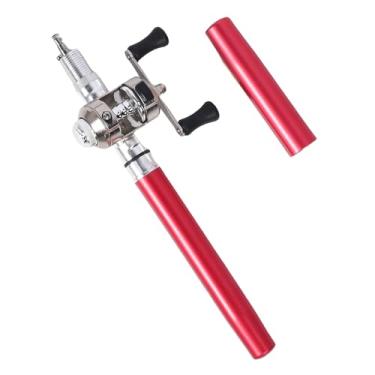 Imagem de Vara de pesca carretel combo mini caneta bolso portátil telescópica leve fibra vidro vara de pesca caneta para rio lago (Vermelha)