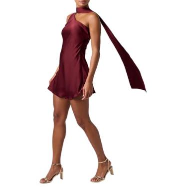 Imagem de Lulus Vestido feminino Bernice com faixa de um ombro só, Borgonha, M