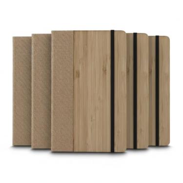Imagem de Caderno de Anotações Ecológico, Capa em Fibra de Bambu com Elástico, 80 Folhas Pautadas, Cor Bege, 20,6x13x1,6cm (5, Marrom)