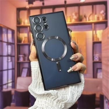 Imagem de Capa magnética de luxo para Samsung S24 S23 S22 S21 Ultra Plus FE Note20 A15 A05s A55 A35 (Para S23 FE/Preto)