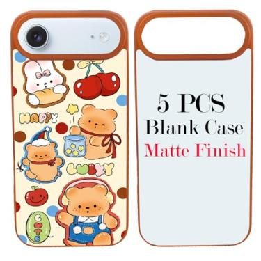 Imagem de JUSTRY 5 peças de sublimação em branco capa de telefone capas compatíveis com iPhone Air, fácil de sublimar DIY personalizado 2 em 1 2D capa móvel TPU macio + inserções laranja fosco