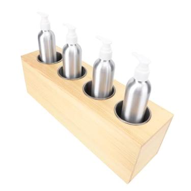 Imagem de Yinhing 4 Garrafas Aquecedor de óleo Massagem Garrafa de óleo Aquecedor de Madeira Controle Temperatura Constante Loção para Casa Spa Aromaterapia Relaxamento