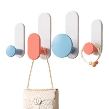 Imagem de Prateleiras suspensas Gancho sem perfuração, gancho de carga de entrada, rack de roupas pendurado traseiro da porta, chapéu montado na parede, gancho adesivo(Branco)