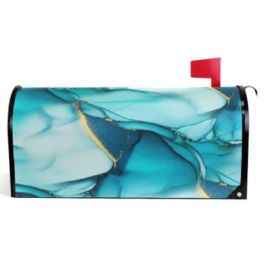 Imagem de TSENQUE Capas de caixa de correio decorativas de arte turquesa estética envoltórios de caixa de correio de mola magnética vinil férias à prova de intempéries decoração de caixa de correio tamanho