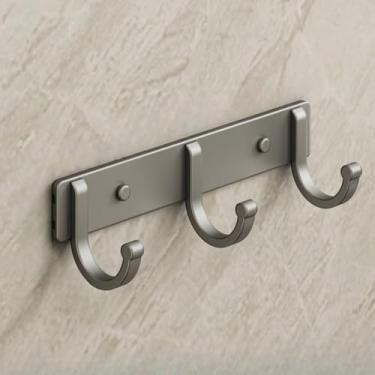 Imagem de Revestimento adesivo de 3 ganchos e suporte para chapéus (alumínio) - sem necessidade de perfuração, 1 pacote (cinza)