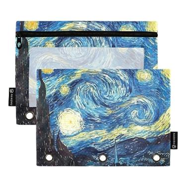 Imagem de Bolsas de lápis noturnas para pintura Halowin Horror com zíper para fichário, bolsa de lápis com 3 anéis, para crianças, estudantes, material escolar resistente para faculdade