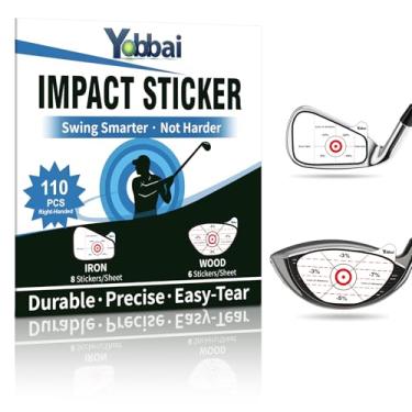 Imagem de Yobbai Fita de impacto de golfe - adesivos de ataque de alta resolução para clubes de ferro, madeira e fairway, sem resíduos, etiquetas de impacto de auxílio de treinamento de balanço (110 peças