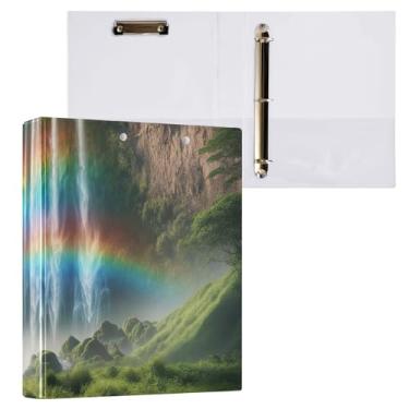 Imagem de Fichário para prancheta arco-íris cachoeira pasta redonda com 3 anéis para material escolar e de escritório, pacote com 2