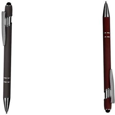 Imagem de Caneta esferográfica em metal com ponta touch escrita em azul Design moderno para anotações (Preto e Vermelho 2)