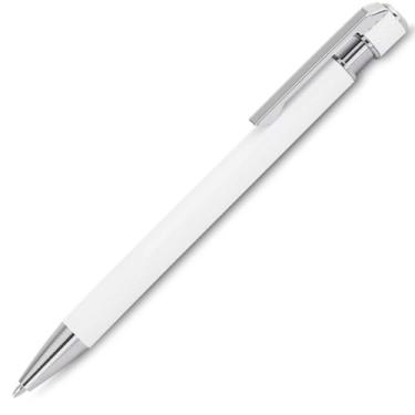 Imagem de Caneta Esferográfica Executiva em Alumínio Reciclado, Corpo Cilíndrico Metálico, Clipe Cromado, Acabamento Fosco, Tinta Azul, Refil Parker, para Escrita Geral (Branco)