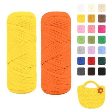 Imagem de Maxee Pacote com 2 fios de camiseta premium (200 g/75 m cada), linha de fita macia para crochê e tricô - cor intensa e fácil de cuidar