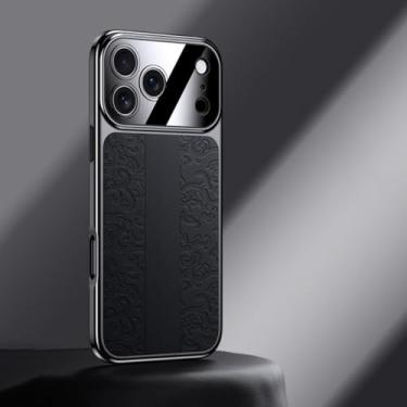 Imagem de HTVJFXCapa de luxo em TPU macio com revestimento eletroplástico na parte traseira, para iPhone 17 Pro (Preto)