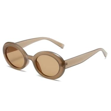 Imagem de Óculos de Sol UV400 - Formato Oval, Cor Jelly, Lentes Degradê Chá Claro, para Homens e Mulheres, Ideais para Esportes, Corrida, Ciclismo e Atividades ao Ar Livre.