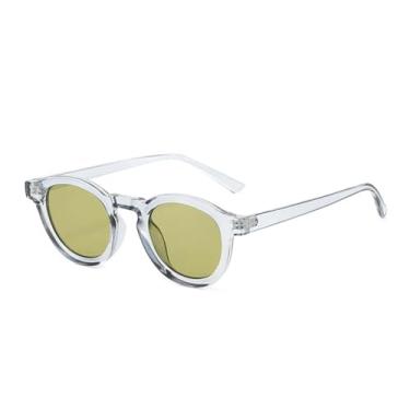Imagem de Óculos de Sol UV400 - Pequenos Redondos com Rebites Estilo Punk e Lentes Transparentes Cor Oceano para Homens e Mulheres, Ideais para Esportes ao Ar Livre, Corrida e Ciclismo, Cinza e Verde