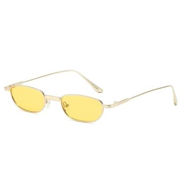 Imagem de Óculos de Sol UV400 - Armação Pequena com Lentes Transparentes e Detalhes em Metal para Homens e Mulheres, Ideais para Esportes ao Ar Livre, Corrida e Ciclismo, Cor Amarelo Dourado