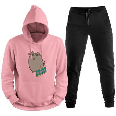 Imagem de Conjunto Blusa Blusão Canguru Calça Moletom Gato Gangster Plus Size Diversas Cores TropiCaos-Unissex