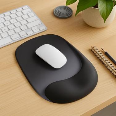 Imagem de Mouse pad ergonômico com suporte de pulso de gel, base de borracha antiderrapante para laptop e desktop, descanso de pulso para alívio da dor para trabalho de escritório e jogos, preto