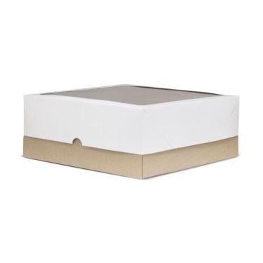 Imagem de 20 Caixas Kraft Para Presente/Torta Abertura Lateral Com Visor - Kaiam