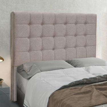 Imagem de Cabeceira Casal King 1,95m Estofada Com Costura Bordada Em Tecido Linho Sonhare – Lucadi Rústico Areia