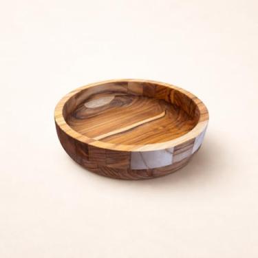 Imagem de Cada Coisa Bowl de Madeira Teca Artesanal, Redonda, Marrom Natural, 24,4x6,4cm, Design Elegante para Servir