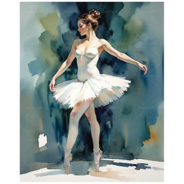 Imagem de Kit de pintura de bailarina de balé por números para adultos - DIY graciosa pintura de bailarina em tela 40 x 50 cm, conjunto de tinta acrílica, adequado para iniciantes, arte para decoração de casa