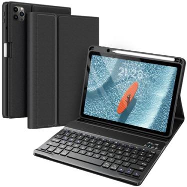 Imagem de iPad Air 5th 4th Generation Case with Keyboard 10.9 inch,Pro 11 1st/2nd/3rd/4th with Pencil Holder(2022/2021/2020/2018),Removable Wireless Keyboard Smart Folio Tablet Cover Pen Charge(Black)