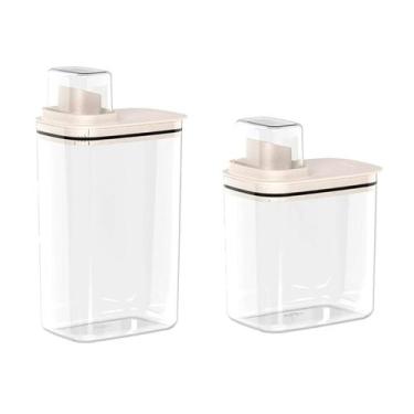 Imagem de Kit 2 Dispenser Sabão e Amaciante 2,3L e 1,5L KTE150 - Ou, Bege