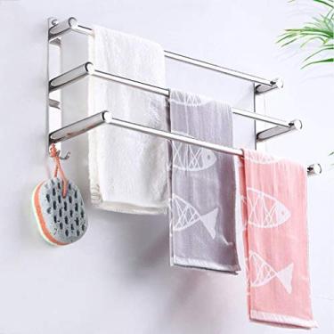 Imagem de CGKs6anmU Prateleira de banheiro 40-90 cm de aço inoxidável toalheiro de banheiro com barra de toalha múltipla trilhos de suporte de toalha de parede com ganchos (tamanho: 50 cm) (70 cm)