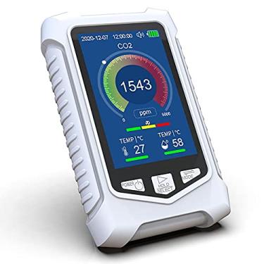 Imagem de Detector de CO2 com campainha, nível PPM de dióxido de carbono, visor LCD de 3,5 polegadas, monitor em tempo real, preservação do histórico, bateria de 2000 MAh, nível de CO2 PPM
