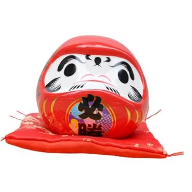 Imagem de MotiveTech Boneco Daruma de Cerâmica, Ornamento de Centro de Mesa, Decoração Artística, Presente e Multifuncional para Restaurante, Quarto, Casa, Vermelho